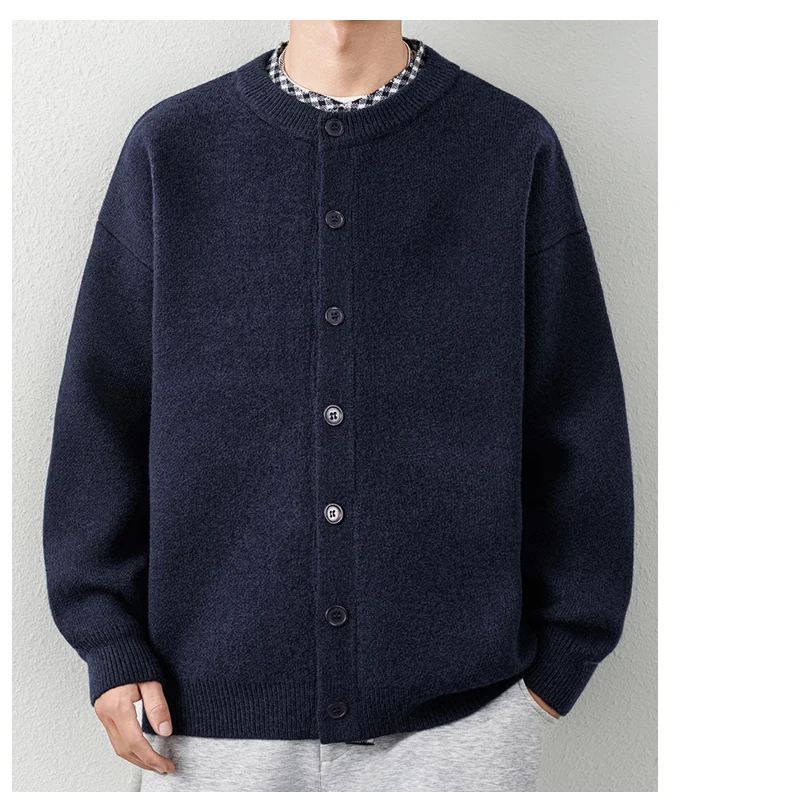 Luxuriöser Retro-Design Strick-Cardigan für Herren Neuer Hochwertiger Beliebter Karierter Patchwork-Pullover Jugendlicher Lässiger Dicker Warmer Mantel – Detail 17