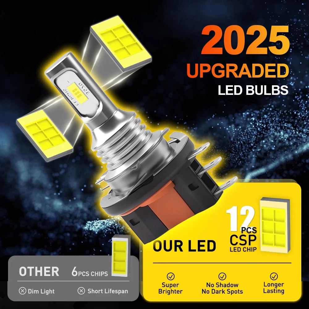 2 Buah H15 Bohlam Lampu Depan LED 20000LM Lampu Sorot Tinggi Hari Lampu Berkendara 3570 CSP Lampu Mobil Lampu Otomatis untuk VW Audi BMW Ford Mazda