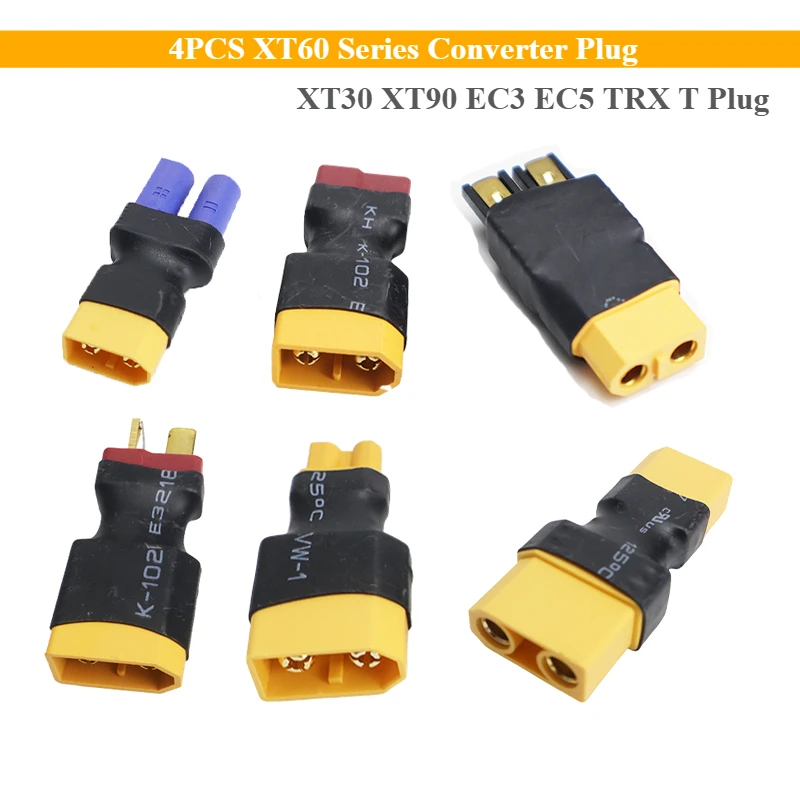 4PCS XT60 Series Converter Plug Male/Female To XT30 XT90 EC3 EC5 TRX T Plug Female Male Adapter  Connector for RC Model Toy