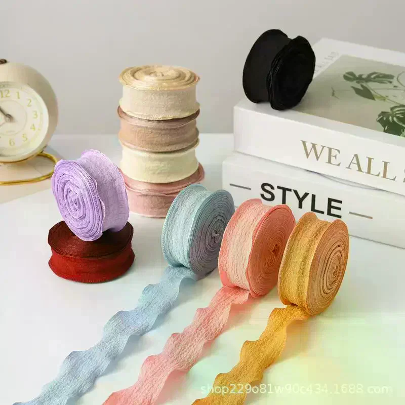 1 Roll Plain Fishtail Yarn Ribbon For Wedding Invitation Flower Bouquets Birthday Party Cake Gifts Packaging Lace Ribbon Decor