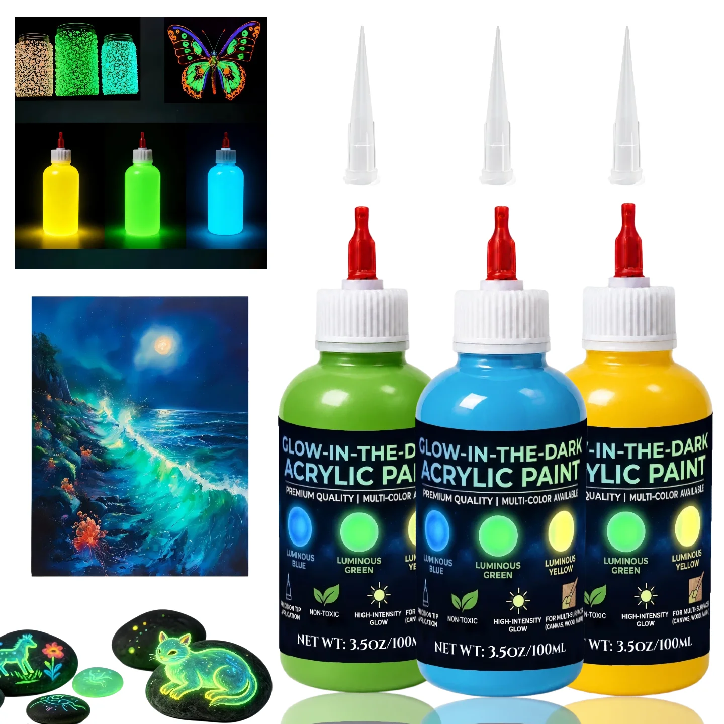 Glow-in-the-Dark Acrylic Paint Neon Textile Paint Festival Decor For Professional DIY Hand-Painting Art Projects