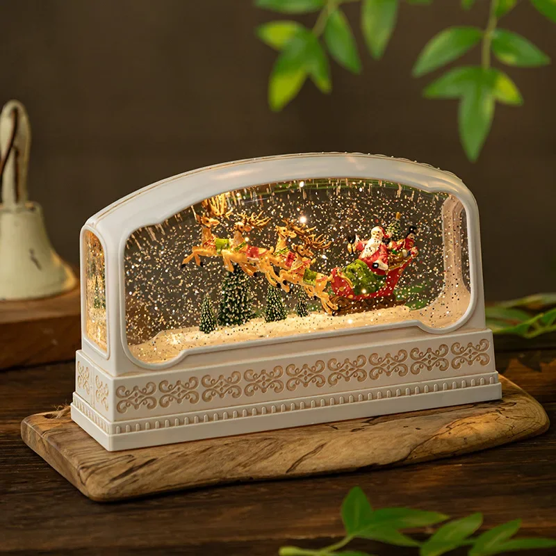 

Rectangular Resin Snow Globe Music Box Mini Christmas Decor with Falling Snow & Melody, Gift for Kids CollectorsGoods in stock