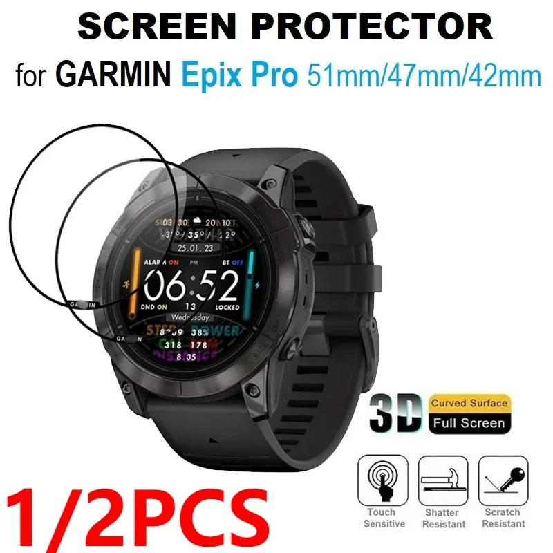 1-2PCS 3D Curved Edge Screen Protector for Garmin Epix Pro 42mm 47mm 51mm SmartWatch Screen protector Full Cover Protective Film
