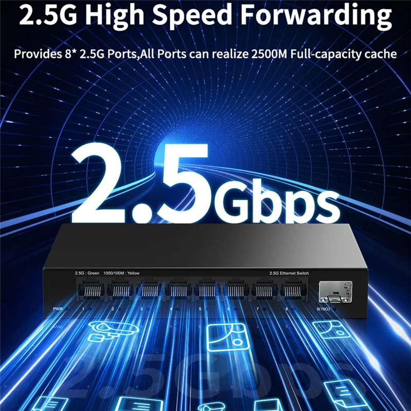 Акция! 8-портовый сетевой коммутатор 2,5 ГБ, неуправляемый Ethernet-коммутатор 2,5 Гбит/с со слотом 10 ГБ SFP+, небольшой коммутатор для домашней лаборатории, вилка европейского стандарта