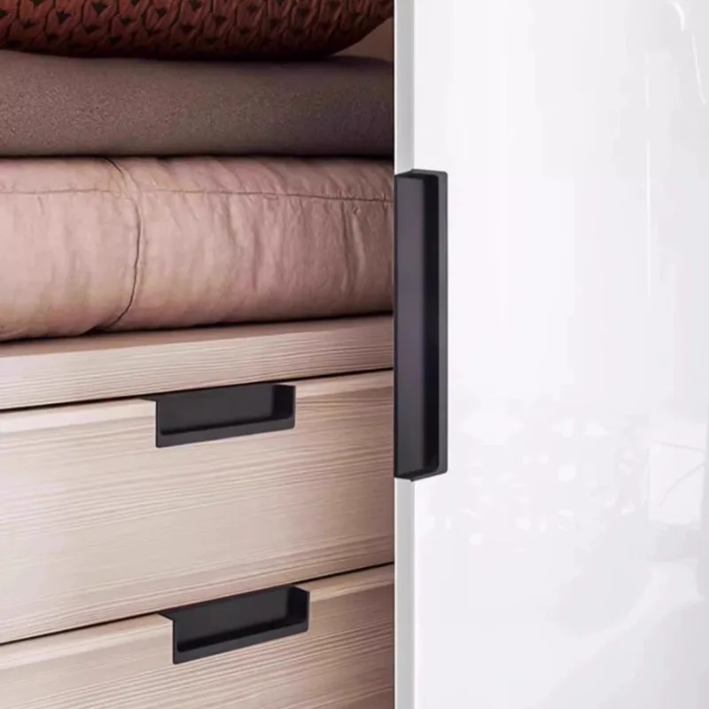 Flush Mount Cabinet Handles,Aluminum Drawer Pulls,Modern Minimalist Handles,Anodized Finish,Sliding Door Handles,Wardrobe Handle