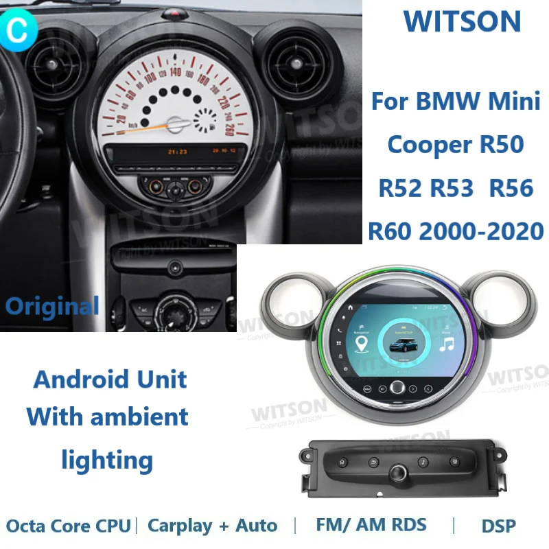 WITSON Android Car Multimedia for BMW Mini Cooper R50 R52 R53 R56 R60 2000-2020 Carplay GPS Auto Stereo Audio WiFi Radio Player