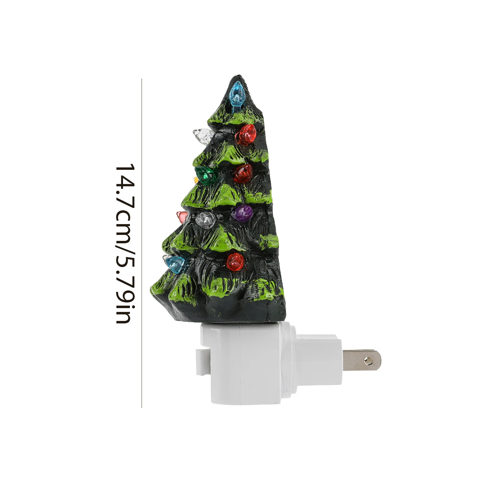 Luce notturna per albero di Natale in ceramica, luce notturna da parete per albero di Natale verde vintage, luce notturna ergonomica dipinta a mano