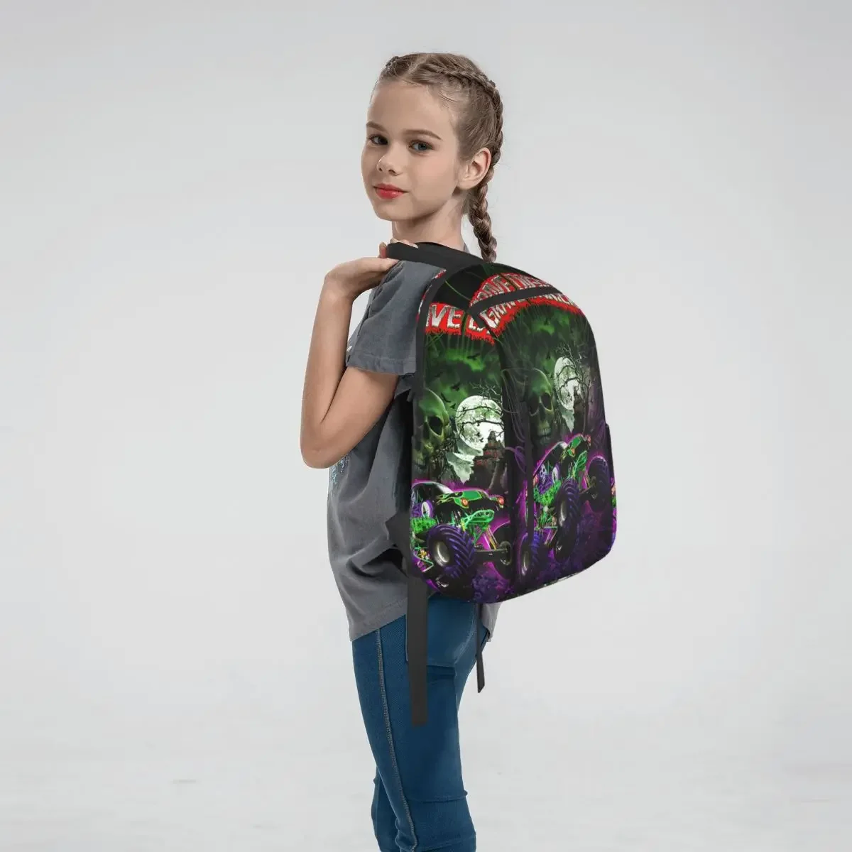 Classic Monster Jam Truck Pattern Backpack Large Capacity Boys Girls BookBag School Bag Shoulder Bags for Men Women