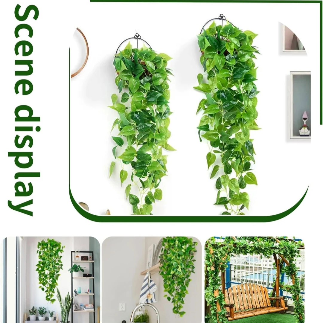 Fake Hanging Plants Artificial Potted Vines Outdoor Decor Aesthetic Wall Shelf Home Office Bathroom Farmhouse Patio Decoration