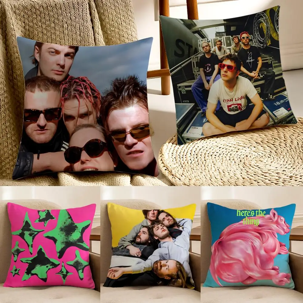 Cool Indieband F-Fontaines D.C Cushion Cover Faux fur decorative Dark academia style Cat scratching post Rustic Spa pillow cover