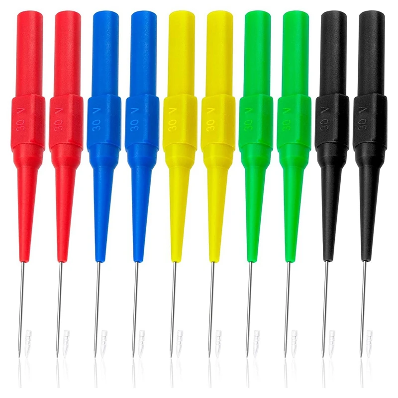 

10 Pcs Test Probe Pins, Stainless Steel Insulation Non-Destructive Pin, 0.7 Mm Wire Piercing Probe Pin,Multimeter Probes