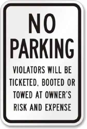 No Parking Violators Tow Traffic Sign Weatherproof Aluminum 8x12-Aluminum