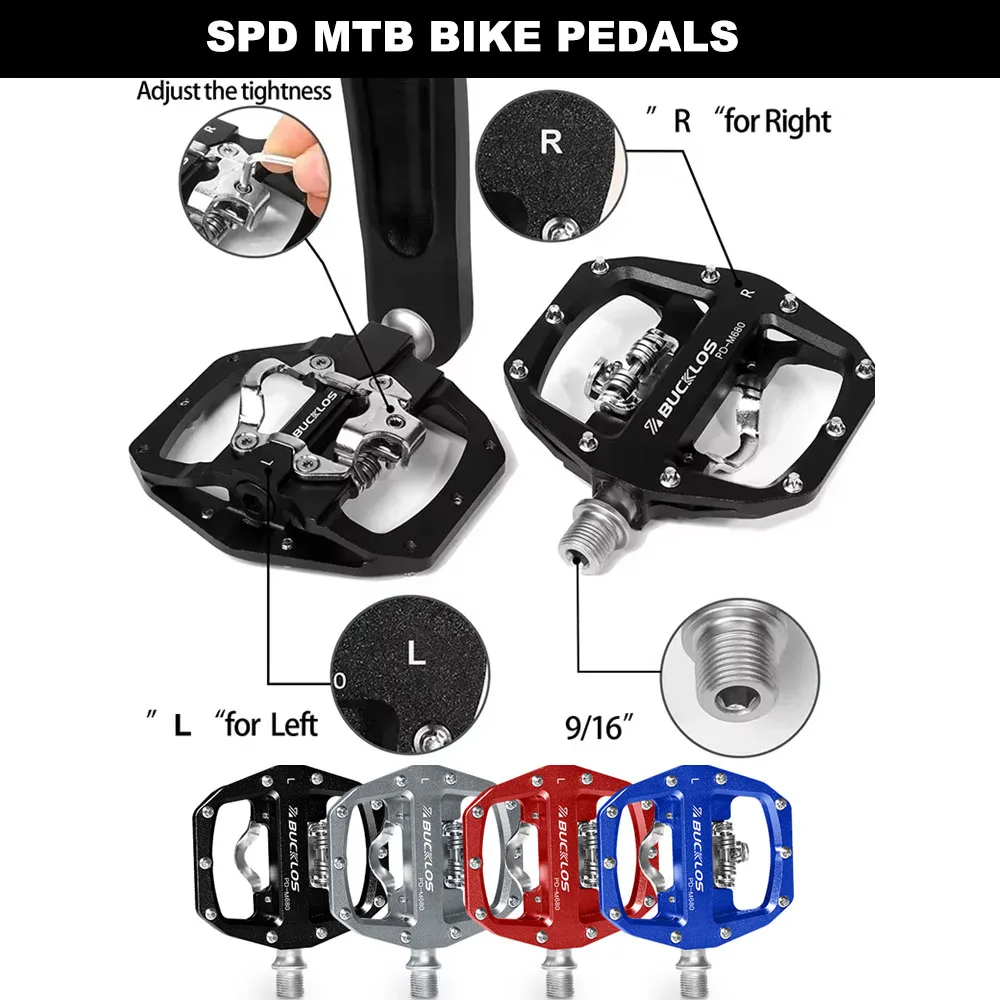 

MTB Bike Pedal for SPD Dual Self-locking Platform Bicycle Pedals Footrest Mountain Bicycle Pedal Non-slip Clipless Bike Parts