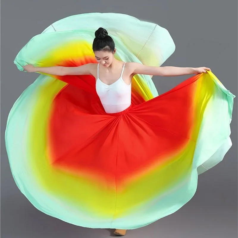 

2025 НОВАЯ женская полуюбка, модная танцевальная юбка 180, 360, 540, 720 градусов, большая распашная юбка, костюм в китайском стиле, этническая одежда