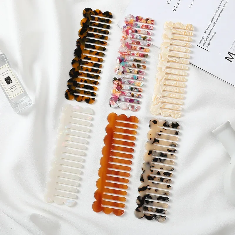 Acetate Wide Teeth Hair Combs Anti-static Hairdressing Comb Scalp Massage Hairbrush Colorful Salon Styling Traveling Accessories