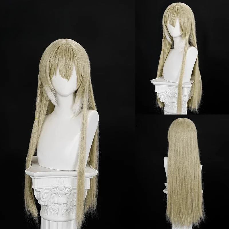 CosplayVulpisfoglia Cosplay juego Arknights peluca Cosplay Vulpisfoglia pelo Okra peluca de pelo largo amarillo para Halloween Navidad juego de rol