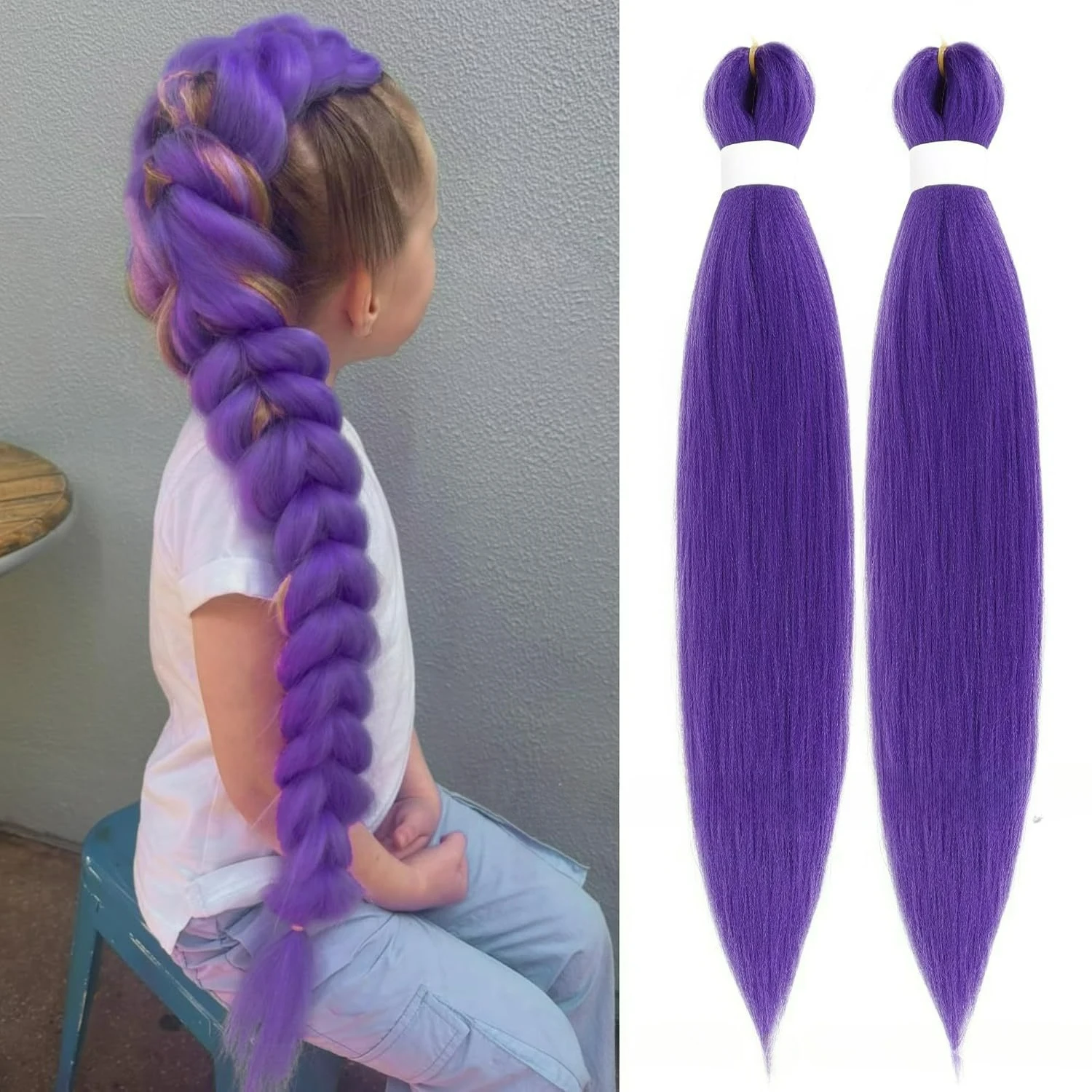 Fashion Purple Braiding Hair Witch Hunting Group Rumi Cosplay Wig Children's Wig Purple Hair Extensions Anime Cosplay