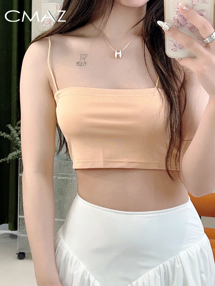 

CMAZ Women's Camisole Bottoming Spaghetti Strap Backless Tops Lady 2024 Summer New Crop Y2k Solid Cami Female Streetwear XY10618