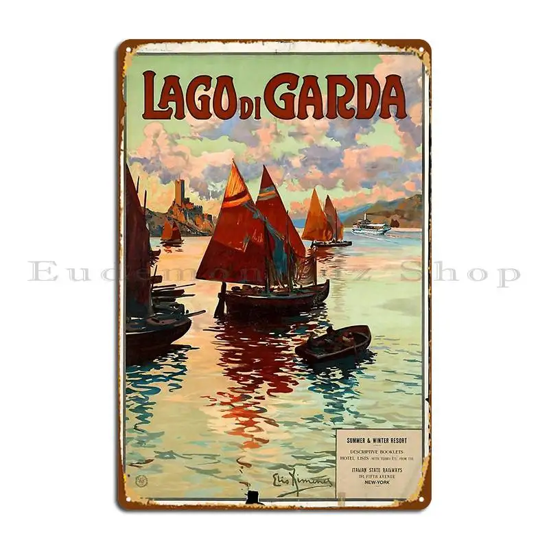 Lago Di Garda Retro Poster Corasposters Metal Sign Poster Cinema Print Living Room Garage Garage Tin Sign Poster