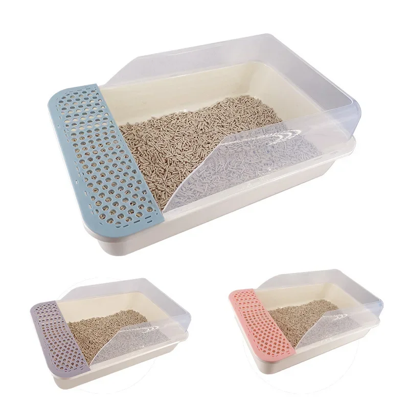 Pet Toilet Semi Open Tray Open Box Splash Proof High Side Sieve Semi-closed Litter Box Anti-base Trumpet Litter Box