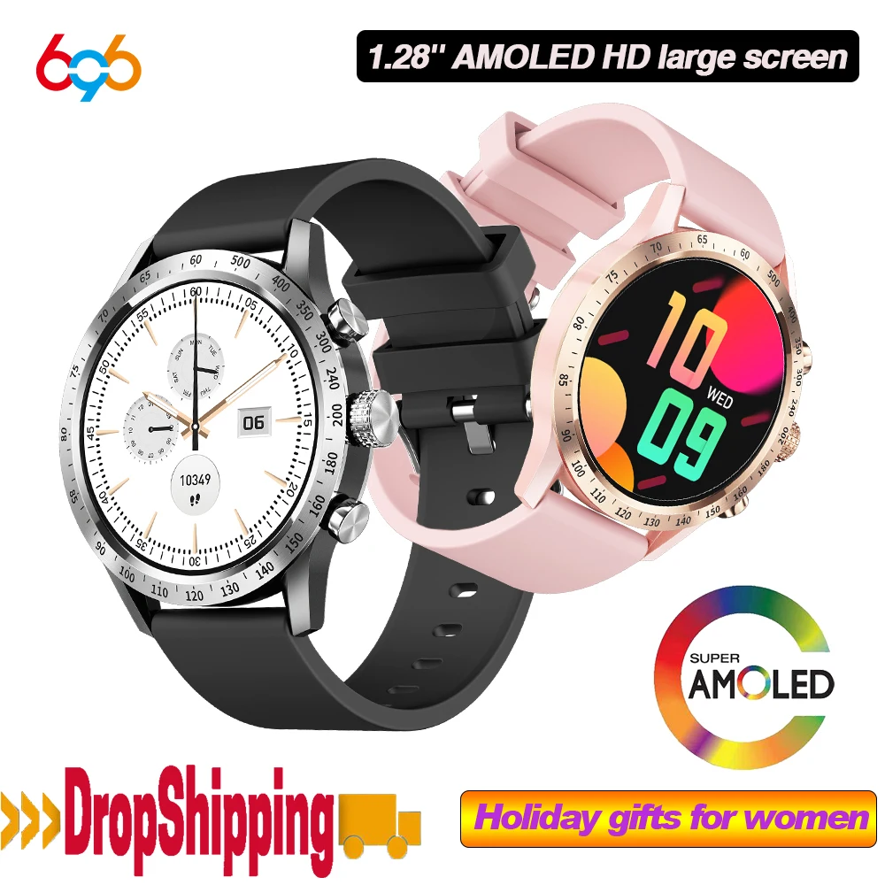 

New Fashion Women 1.28" AMOLED Blue Tooth Call Smart Watch Heart Rate Sports Fitness Lady Waterproof Voice Assistant Smartwatch