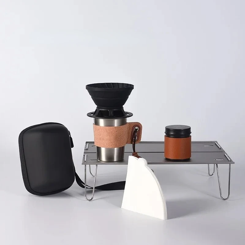

Hand Pour-Over Coffee Set Portable Silicone Coffee Filter Cup CoffeeCup/Bean Jar/Filter Paper Camping Travel Coffee Brewing Tool