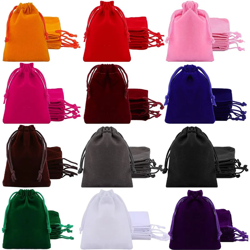 StoBag 50 個卸売ベルベット巾着袋小さなフランネルジュエリーギフト収納包装ポータブルポケットオーガナイザーポーチ