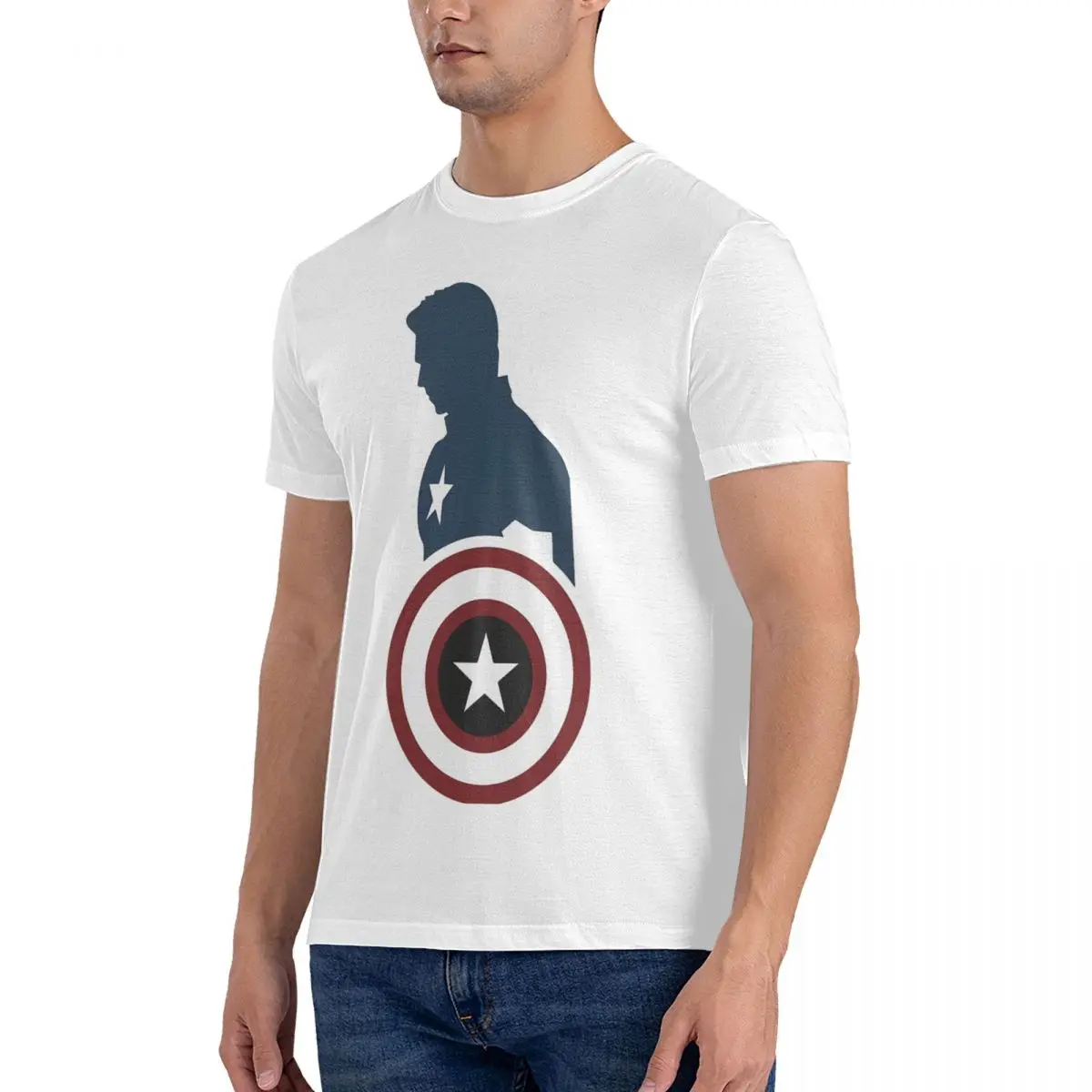 Men's MARVEL Super Hero T Shirt America Captain 100% Cotton Clothing Novelty Short Sleeve Round Neck Tees Printed T-Shirt