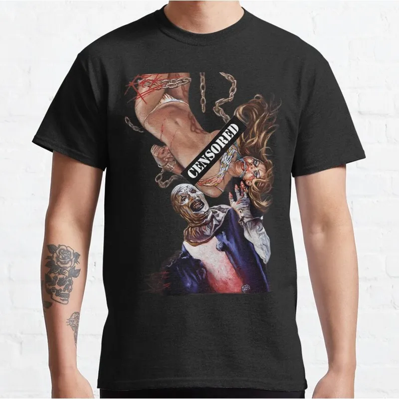 Retro Horror Movie Terrifier Art The Clown Killer Scary Halloween Gift T Shirt Short Sleeve Graphic clothes All size tops S-6XL