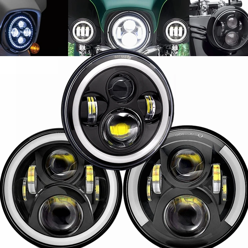 

Водонепроницаемая круглая 7-дюймовая светодиодная фара для мотоцикла, лампа Hi/Lo для Honda Yamaha Kawasaki, универсальная фара для мотоцикла