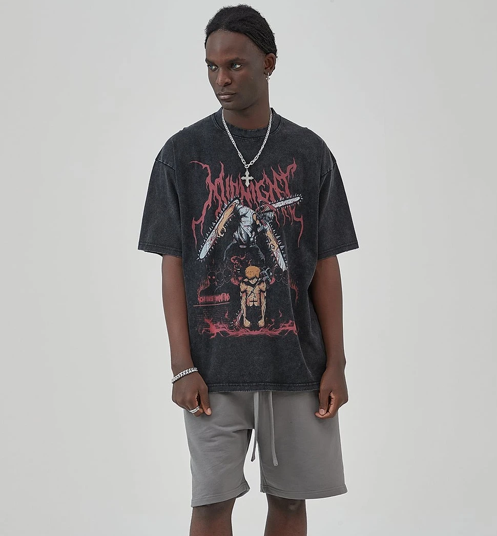 

Chainsaw Man Denji Gore T-shirt Anime Shirt Vintage Men's T-shirt Pure Cotton Leisure Sports Harajuku Summer New 2025