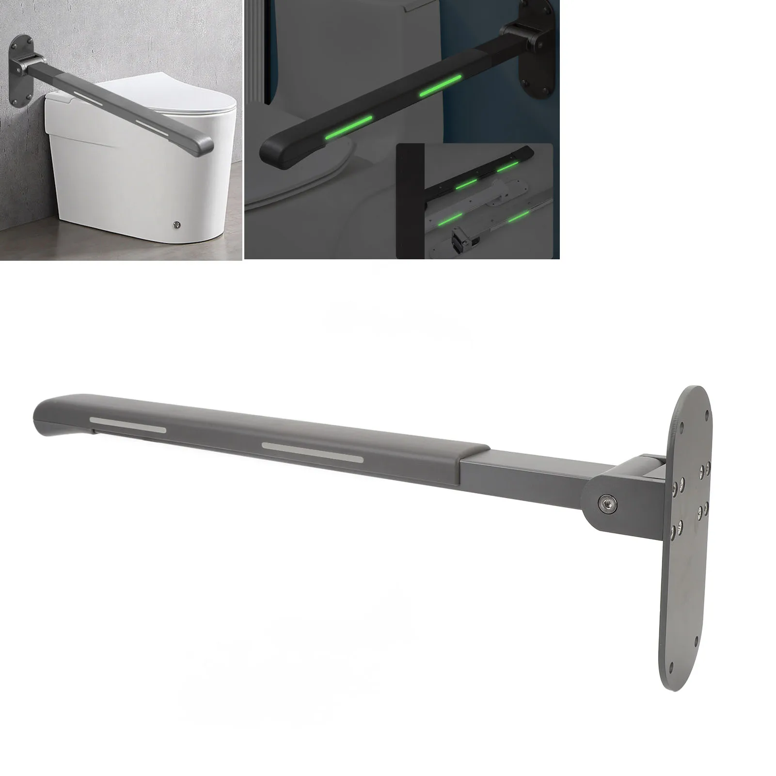 

Flip Up Grab Bar Safety Toilet Grab Bar Foldable Anti Skid Handicap Bathroom Accessories for Seniors Elderly Disabled 200kg Load