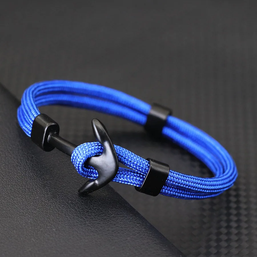 Simple Pirate Anchor Bracelet Men Handmade 4mm Paracord Bistratal Rope Good Luck Braclet Outdoor Cycling Survive Erkek Bileklik
