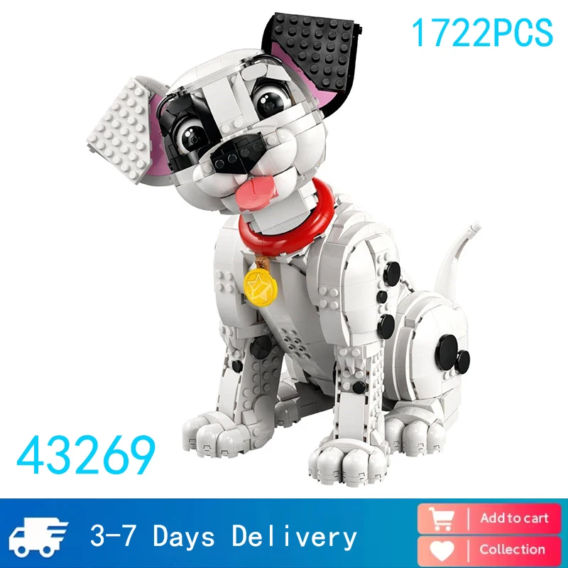 1722pieces Puppy Animals Building Blocks White Dog Model Diy Assembly Brick