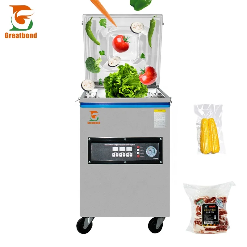 

Hot Sale DZ-400 Single-chamber Industrial Food Bag Bacon Dried Fish Pork Sealer Automatic Vertical Vacuum Packaging Machine