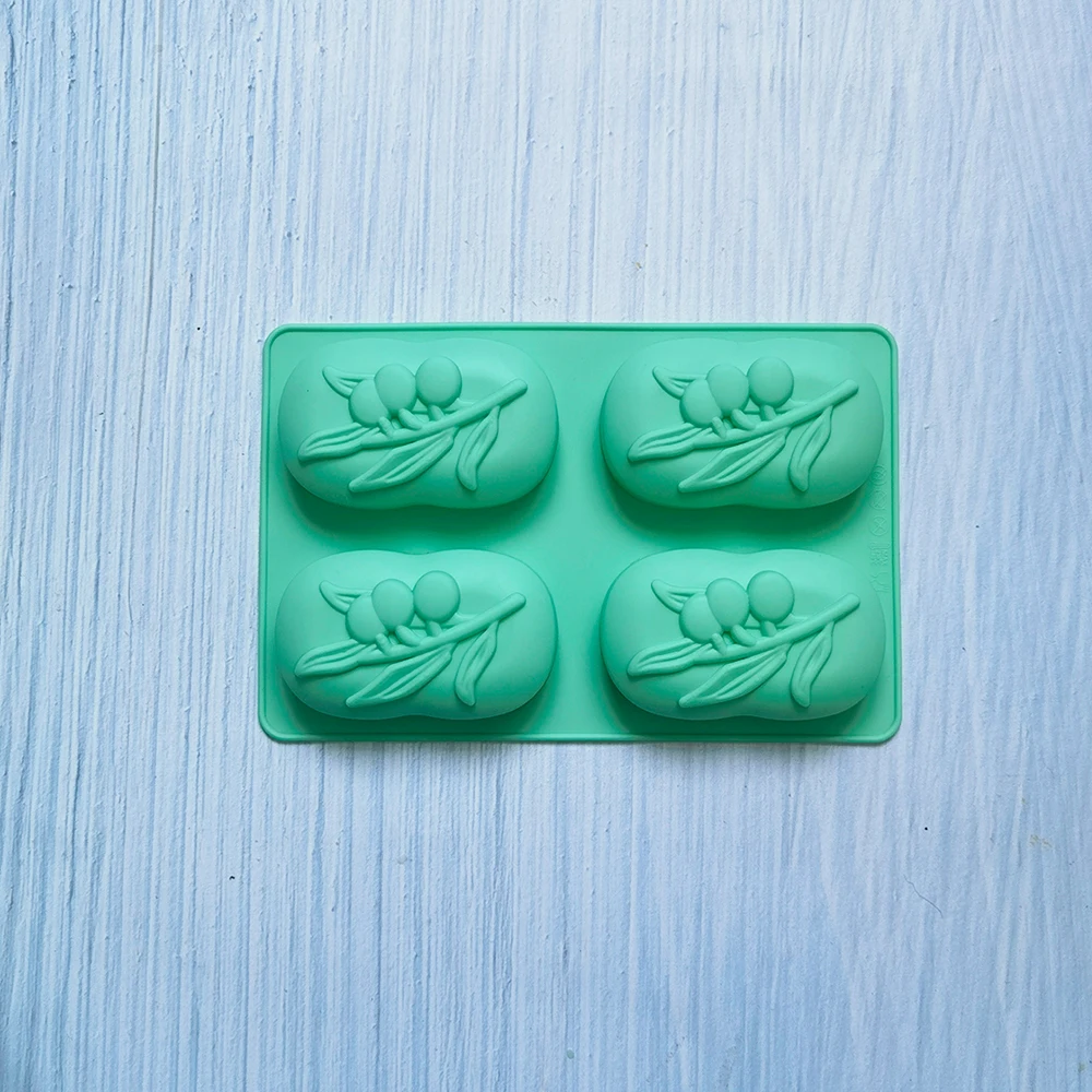 4 Cavities Oval Olive Tree Silicone Soap Mold DIY Soap Making Kits Handmade Cake Candle Mold Gifts Craft Supplies Home Decor