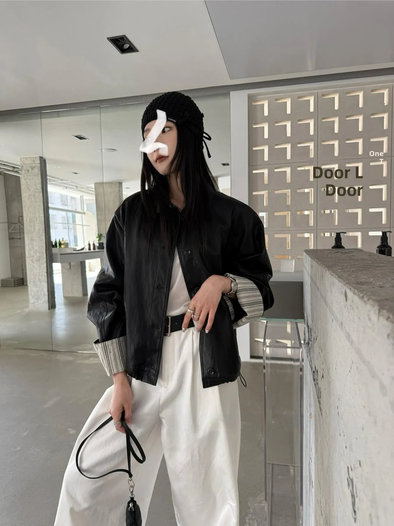 

Cool Short Biker Jacket Women's Black Leather Coat Retro Style Early Spring New Arrival Street Fashion Long Sleeve Suit