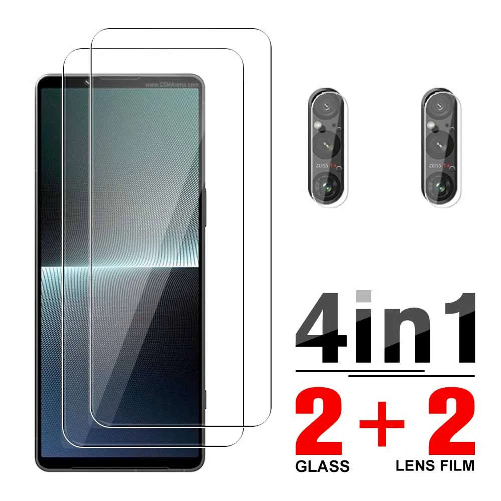Funda de vidrio templado 4 en 1 para Sony Xperia 10 V Protector de pantalla para Sony Xperia X peria 5 V Xperia10V película protectora de lente de cámara