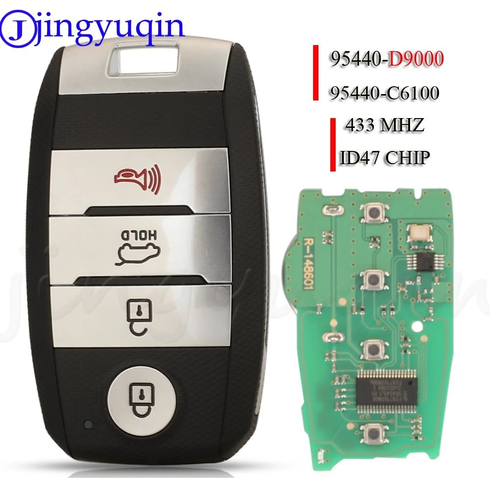 jingyuqin 4 Buttons Smart Remote Car Key Fob 433MHz ID47 Chip For Kia Sportage 95440-D9000/C6100