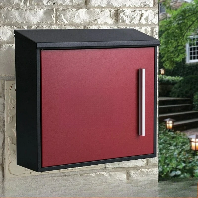 Stainless Metal Mailbox Post Lockable Mail Box Hanging Suggestion Box Front Door Gate Secure Large Storage Outdoor Decoration