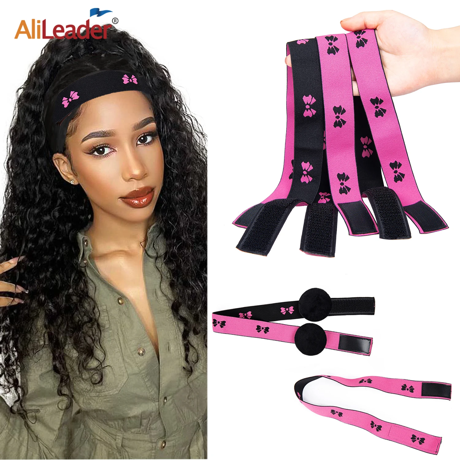 

Fashion Elastic Band For Wigs Adjustable Butterfly Edge Scarf Elastic Headband With Magictape Ear Protection For Women Lace Wigs