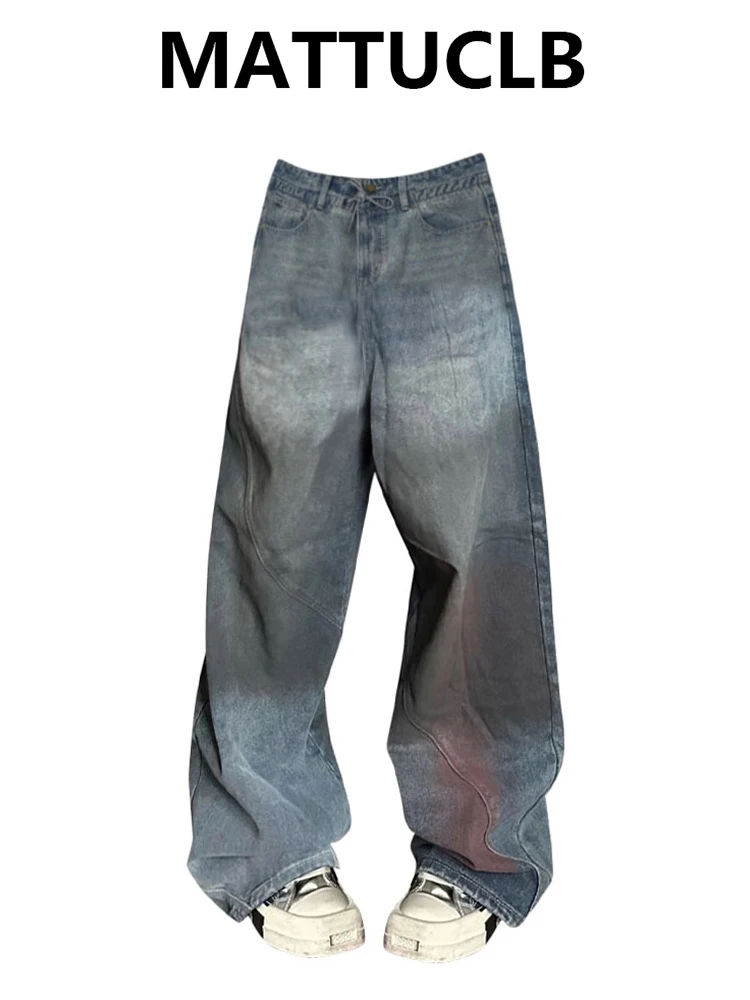 

2025 Autumn Winter Women's Denim Pants Y2K Japanese Baggy Jeans Low Rise Tie Dye jeans Grunge Harajuku Cowboy Punk Men Jeans