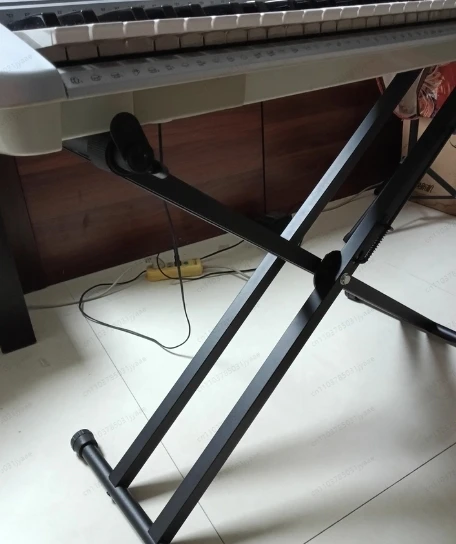 Double-tube X-shaped Electronic Piano Stand Double-layer Thickened 61/88 Keys Electric Piano with Elevated Shelf