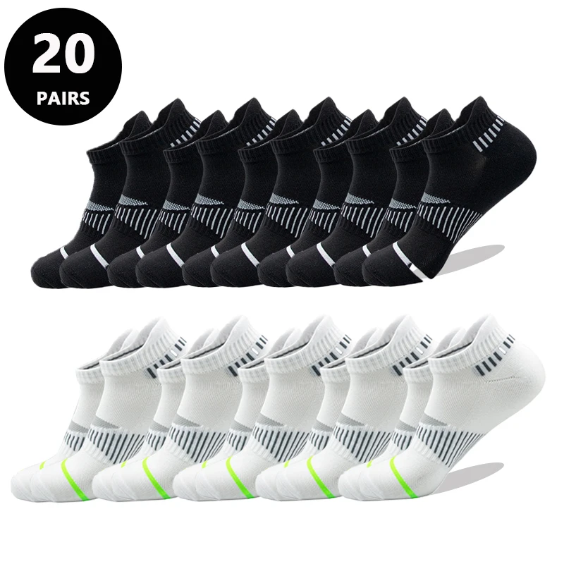 20 Pairs الرجال الكلاسيكية طاقم الجوارب للجنسين جوارب رياضية للرجال تشغيل كرة السلة المضادة للانزلاق في الهواء الطلق تنفس رجل الجوارب