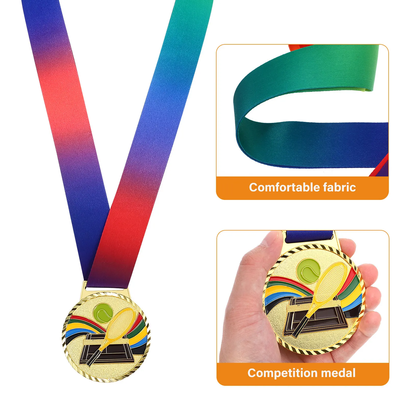 Tennis Medal Exquisite Design Bright Colors Tennis Racket Pattern Zinc Alloy Sports Medals for Award Medals Metal