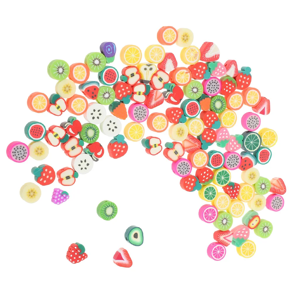 100 Uds. De abalorios de cuentas de frutas de arcilla polimérica, duraderos, sin deformar, DIY, fabricación de joyas, pulseras, collares, accesorios, espaciador de alimentos artesanal