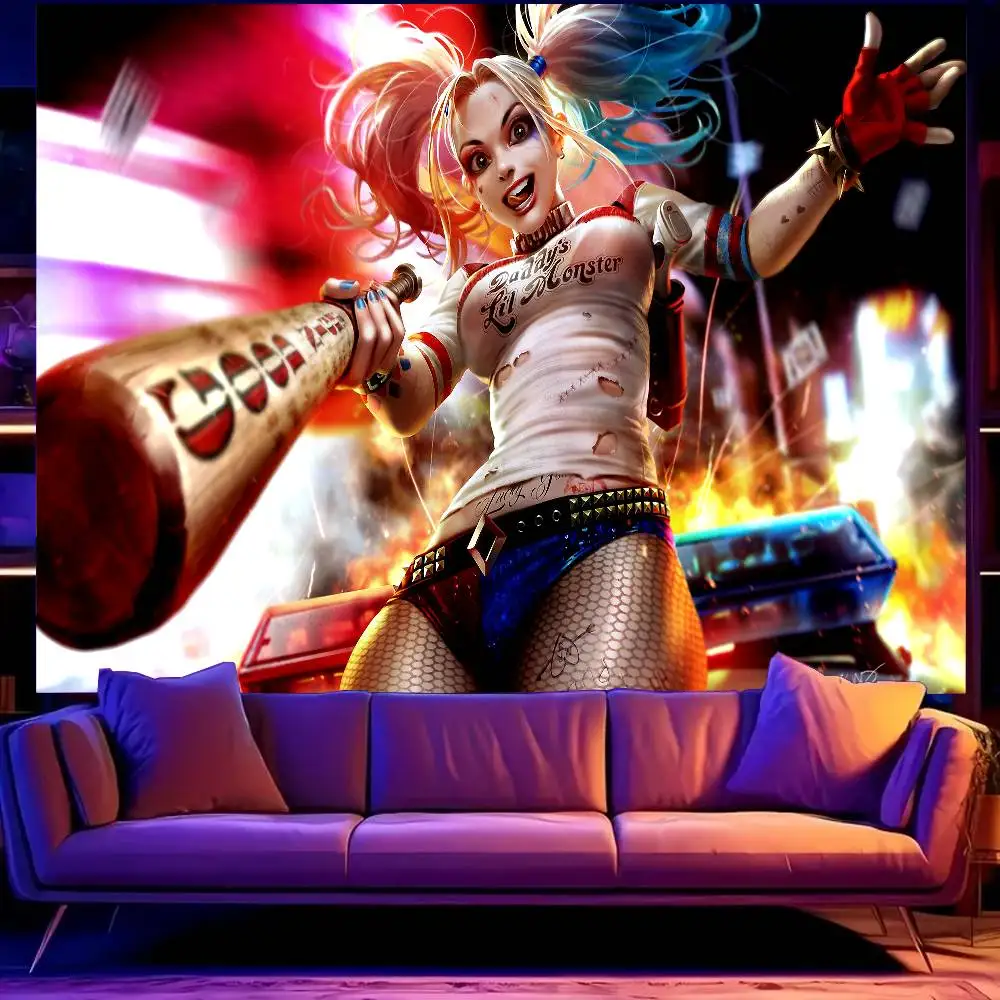 DC COMICS-HHarley Quinn гобелен с принтом, большой гобелен, настенный гобелен, декор для гостиной, спальни, дома