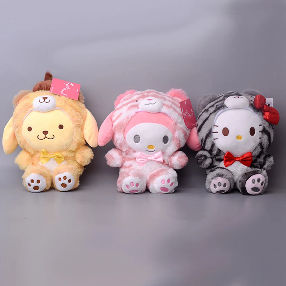 Sanrio Cartoon Kawali Kuromi Hello Kitty My Melody Cinnamoroll Pillow Plush Toys Soft Stuffed Dolls for Kids Birthday Gifts