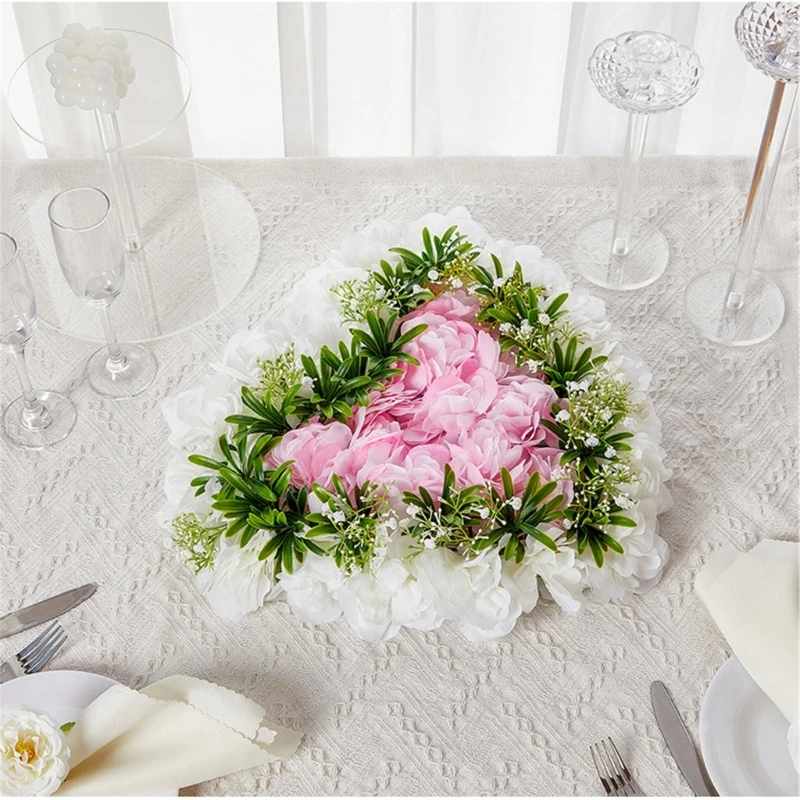 Decorações buquês flores formato coração para peças centrais casamento, adereços fotográficos