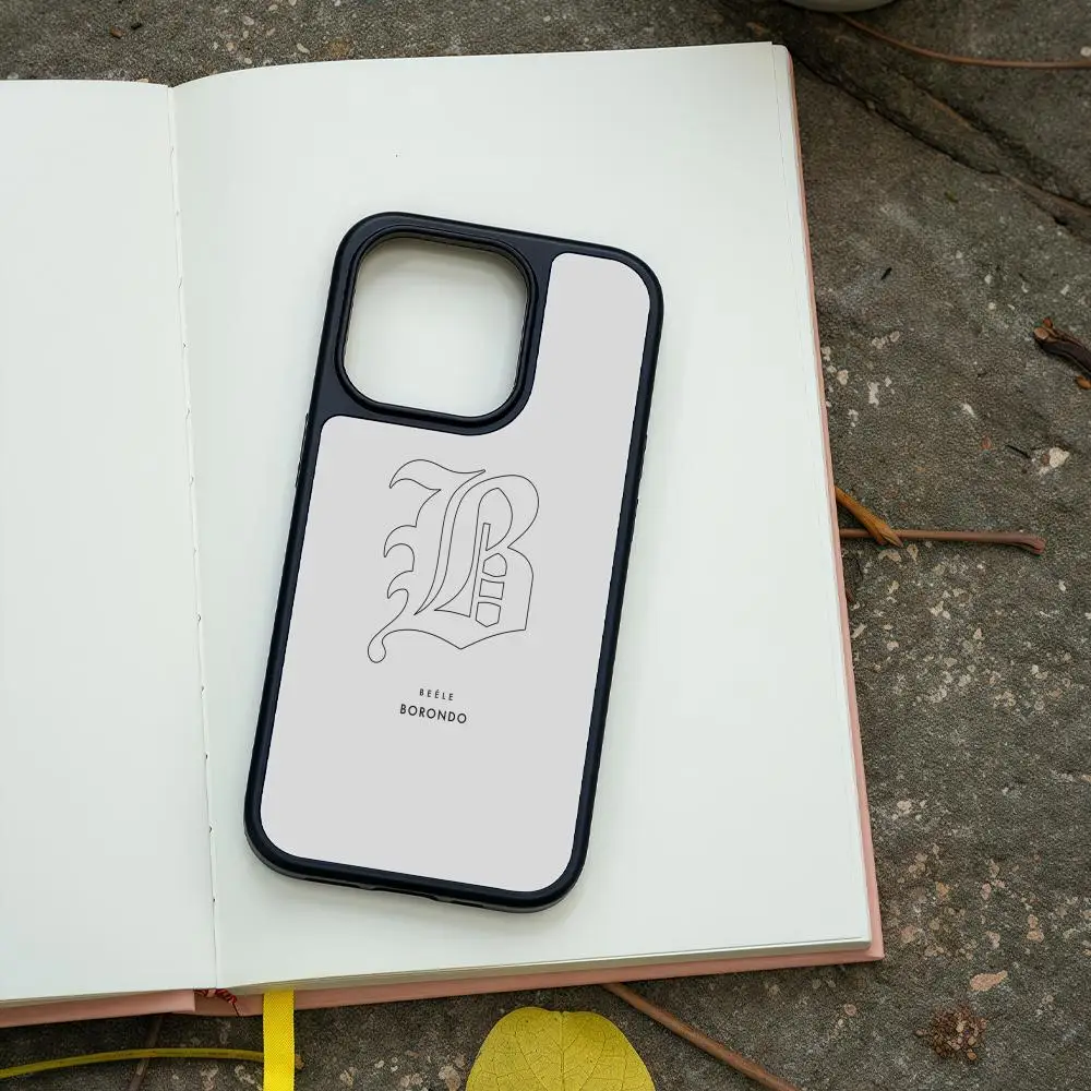 Borondo Beele Phone Case For iPhone 17 16 15 14 13 12 Pro Max Plus Black Frame Acrylic Carbon Fiber Hard Shell